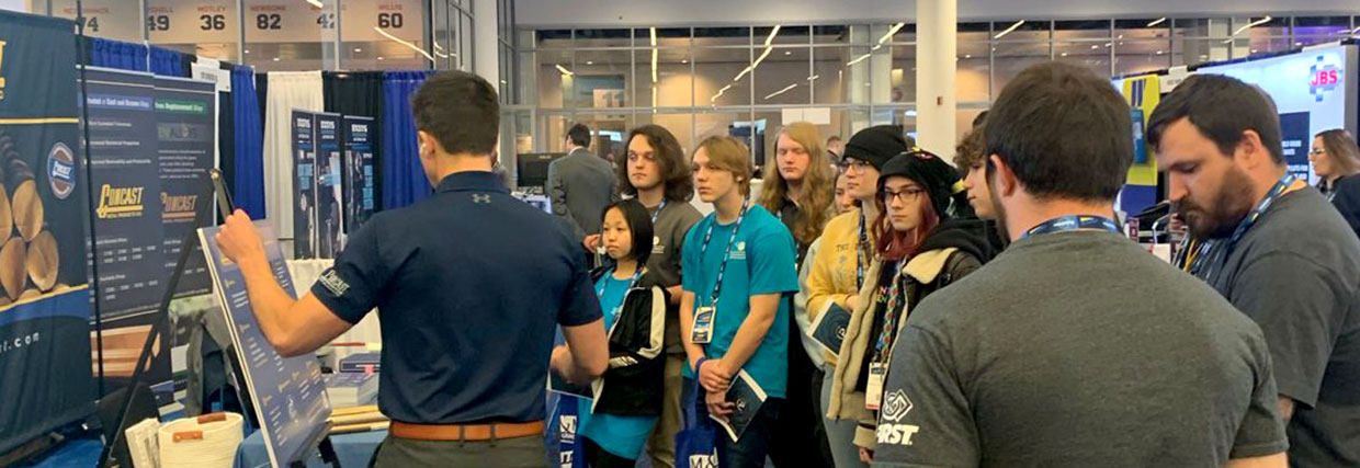 Students at PMTS 2023 learing about the continuous-cast alloy productions processes